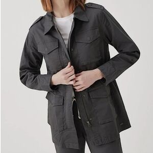 Pact Organic Cotton Woven Field Safari Jacket Gray Womens Size XL Lined
